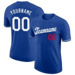 Custom Team Name Number Performance T-Shirt in Royal White-Red - Personalized Athletic Wear Personalized Royal White-Red