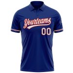 Custom Name and Number Personalized Royal White-Red Performance Golf Polo Shirt Personalized Royal White-Red Performance