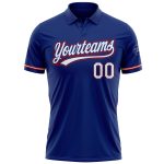 Personalized Performance Vapor Golf Polo Shirt - Royal White-Red, Perfect for Stylish Play Personalized Royal White-Red Performance
