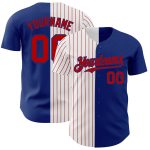 Custom Name and Number Baseball Jersey - Personalized Royal White-Red Pinstripe Authentic Split Fashion Jersey Personalized