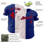 Custom Name and Number Baseball Jersey - Personalized Royal White-Red Pinstripe Authentic Split Fashion Jersey Personalized