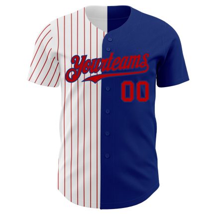 Custom Name and Number Baseball Jersey - Personalized Royal White-Red Pinstripe Authentic Split Fashion Jersey Personalized