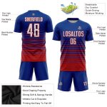 Custom Name Number Personalized Soccer Uniform Jersey Red White Pinstripe Fade Fashion Team Wear Personalized Royal White-Red