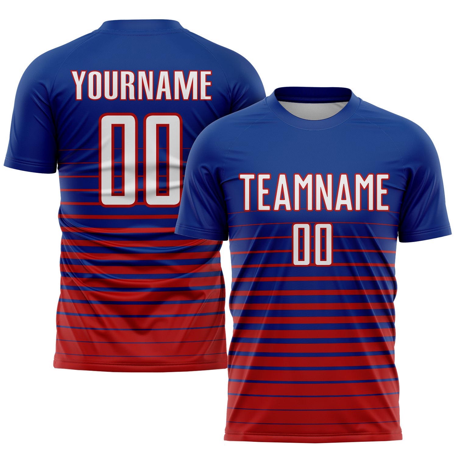 Custom Name Number Personalized Soccer Uniform Jersey Red White Pinstripe Fade Fashion Team Wear Personalized Royal White-Red