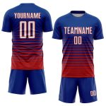 Custom Name Number Personalized Soccer Uniform Jersey Red White Pinstripe Fade Fashion Team Wear Personalized Royal White-Red