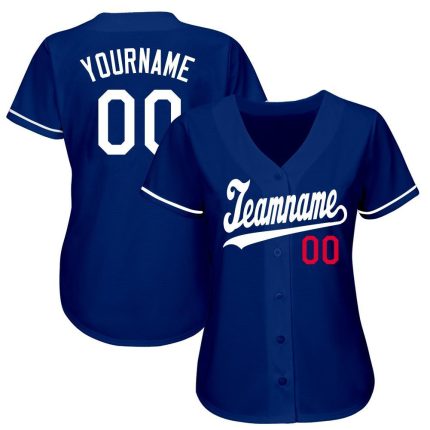 Custom Name and Number White-Red Softball Jersey - Personalized Team Apparel Personalized Royal White-Red Softball Jersey