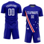 Custom Name and Number Australian Flag Soccer Jersey Personalized White-Red Sublimation Uniform Personalized Royal White-Red