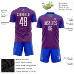 Custom Sublimation Soccer Jersey - Royal White-Red Personalized Uniform Personalized Royal White-Red Sublimation Soccer Uniform