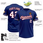 Personalized Unisex Softball Jersey - Royal White-Red Two-Button Design Personalized Royal White-Red Two-Button Unisex Softball