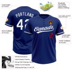 Custom Name and Number Personalized Unisex Softball Jersey - Royal White-Red Two-Button Design Personalized Royal White-Red