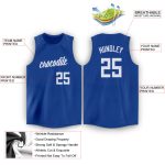 Personalized Royal White Basketball Jersey for Men and Women - Round Neck Design Personalized Royal White Round Neck Basketball