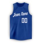 Personalized Royal White Basketball Jersey for Men and Women - Round Neck Design Personalized Royal White Round Neck Basketball