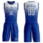 Custom Name and Number Sublimation Basketball Jersey for Team - Personalized Royal White Round Neck Suit Personalized Royal