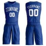 Personalized Royal White Basketball Jersey Suit - Round Neck Design Personalized Royal White Round Neck Suit Basketball Jersey
