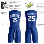 Personalized Royal White Basketball Jersey Suit - Round Neck Design Personalized Royal White Round Neck Suit Basketball Jersey