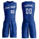 Custom Name and Number Personalized Basketball Jersey for Team - Royal White Round Neck Suit Personalized Royal White Round