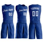 Custom Name and Number Personalized Basketball Jersey for Team - Royal White Round Neck Suit Personalized Royal White Round