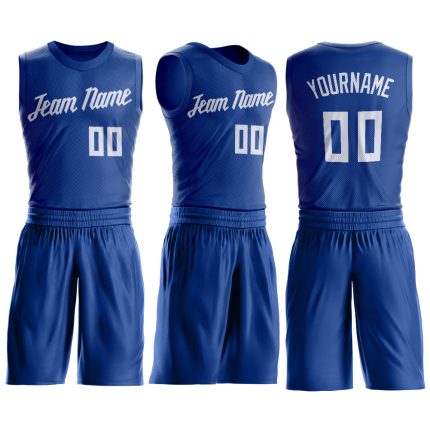 Custom Name and Number Personalized Basketball Jersey for Team - Royal White Round Neck Suit Personalized Royal White Round