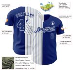 Personalized Authentic Baseball Jersey with Custom Name & Number, Royal White-Royal Pinstripe Split Design Personalized Royal