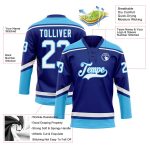 Custom Name Number Personalized Royal White-Sky Blue Hockey Jersey Lace Neck Team Apparel Personalized Royal White-Sky Blue