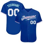 Custom Name & Number Personalized Royal White-Teal Baseball Jersey - Authentic Team Gear Personalized Royal White-Teal Authentic