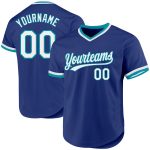 Custom Name Number Personalized Royal White Teal Baseball Jersey Authentic Throwback Team Apparel Personalized Royal White-Teal