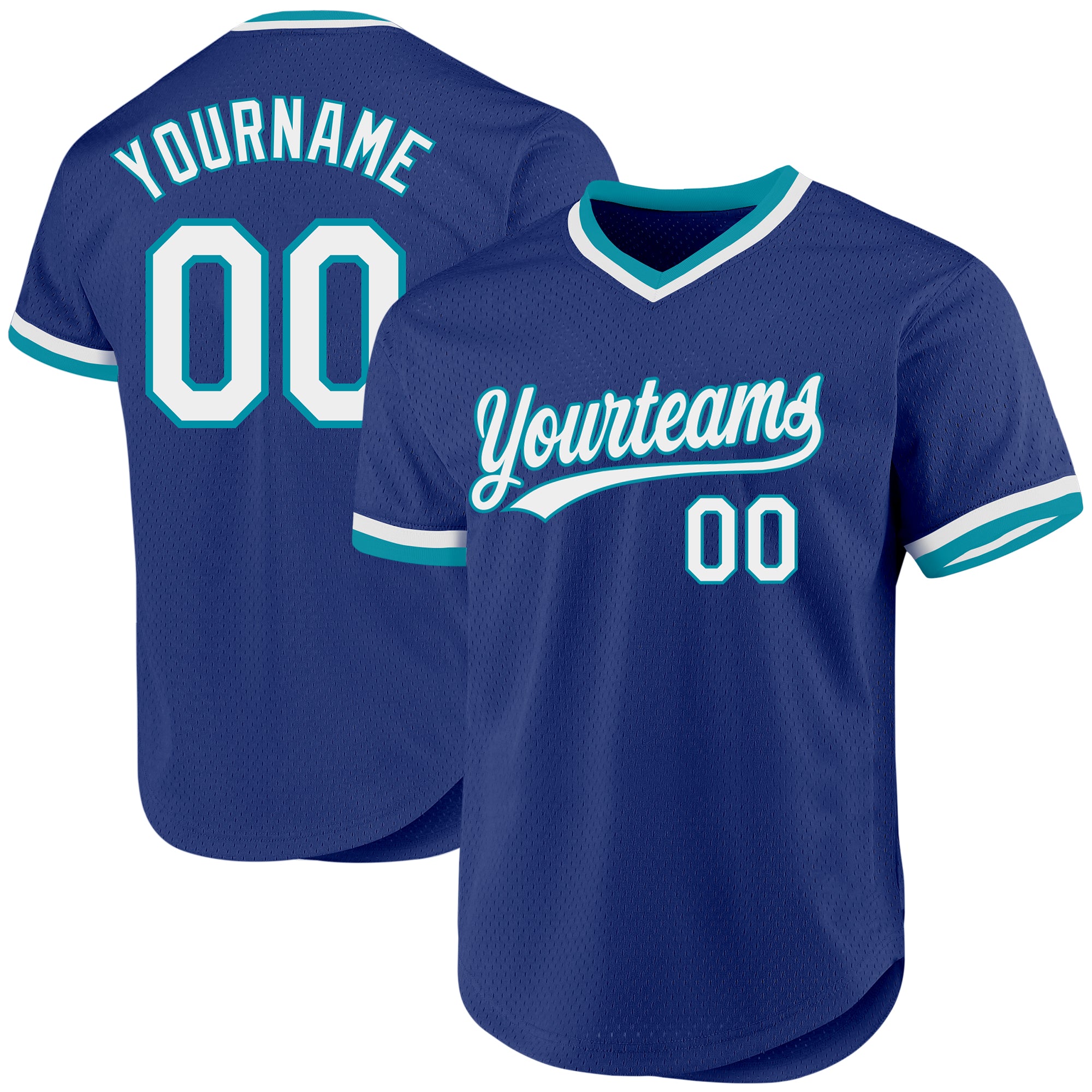 Custom Name Number Personalized Royal White Teal Baseball Jersey Authentic Throwback Team Apparel Personalized Royal White-Teal