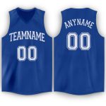 Custom Name and Number Basketball Jersey - Personalized Royal White V-Neck Team Jersey Personalized Royal White V-Neck Basketball