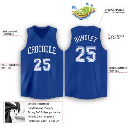 Custom Name and Number Basketball Jersey - Personalized Royal White V-Neck Team Jersey Personalized Royal White V-Neck Basketball