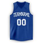 Custom Name and Number Basketball Jersey - Personalized Royal White V-Neck Team Jersey Personalized Royal White V-Neck Basketball