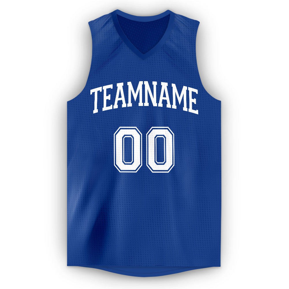 Personalized Royal White V-Neck Basketball Jersey Team Custom Name and Number Custom Name and Number Basketball Jersey - Personalized Royal White V-Neck Team Jersey Personalized Royal White V-Neck Basketball - Image 5