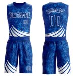 Custom Name and Number Basketball Jersey - Personalized Royal White Wind Shapes Round Neck Sublimation Suit Personalized