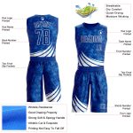 Custom Name and Number Basketball Jersey - Personalized Royal White Wind Shapes Round Neck Sublimation Suit Personalized