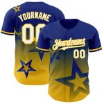 Personalized 3D Twinkle Star Gradient Baseball Jersey with Custom Name and Number - Royal White-Yellow Design Personalized