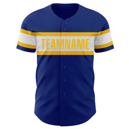 Personalized Authentic Baseball Jersey - Royal White and Yellow Team Colors Personalized Royal White-Yellow Authentic Baseball