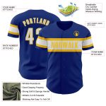 Personalized Authentic Baseball Jersey - Royal White and Yellow Team Colors Personalized Royal White-Yellow Authentic Baseball