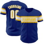 Personalized Authentic Baseball Jersey - Royal White and Yellow Team Colors Personalized Royal White-Yellow Authentic Baseball