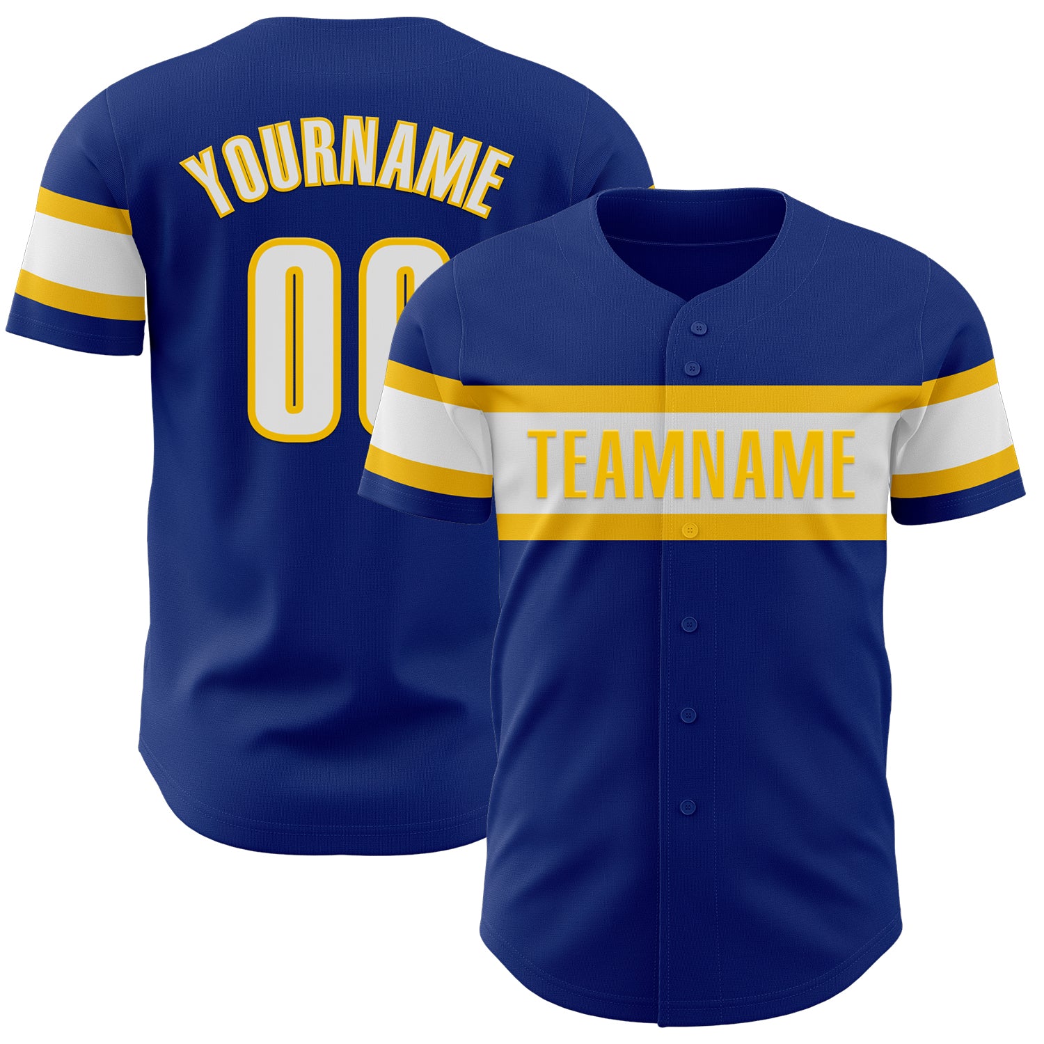 Personalized Authentic Baseball Jersey - Royal White and Yellow Team Colors Personalized Royal White-Yellow Authentic Baseball