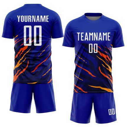 Custom Sublimation Soccer Jersey Uniform with Personalized Name & Number - Royal White Yellow-Black Team Gear Personalized