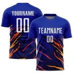 Custom Sublimation Soccer Jersey Uniform with Personalized Name & Number - Royal White Yellow-Black Team Gear Personalized
