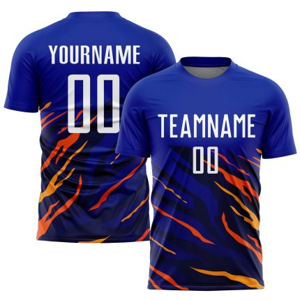 Custom Sublimation Soccer Jersey Uniform with Personalized Name & Number - Royal White Yellow-Black Team Gear Personalized