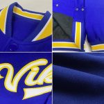 Custom Name and Number Bomber Jacket - Personalized Royal White-Yellow Varsity Letterman Full-Snap设计 Personalized Royal White-Yellow