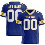 Personalized Authentic Football Jersey - Royal White-Yellow Mesh Design Personalized Royal White-Yellow Mesh Authentic Football