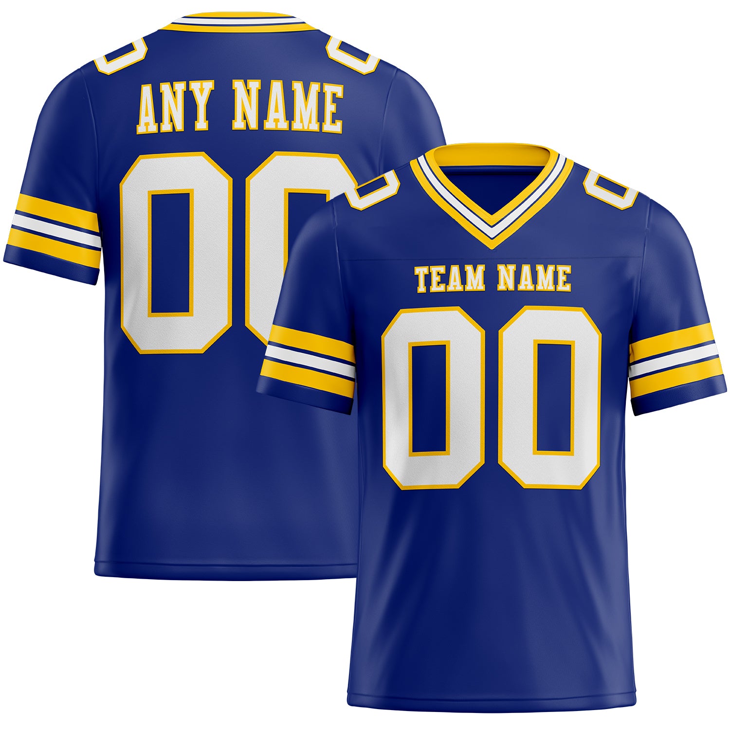 Personalized Authentic Football Jersey - Royal White-Yellow Mesh Design Personalized Royal White-Yellow Mesh Authentic Football