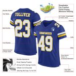 Custom Authentic Football Jersey - Personalized Royal Yellow Mesh with Team Name & Number Personalized Royal White-Yellow
