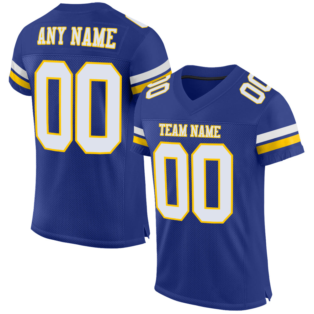 Custom Authentic Football Jersey - Personalized Royal Yellow Mesh with Team Name & Number Personalized Royal White-Yellow