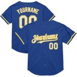 Custom Name and Number Authentic Throwback Baseball Jersey - Personalized Royal White-Yellow Mesh Team Apparel Personalized