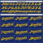 Custom Name Number Authentic Baseball Jersey - Personalized Royal White Yellow Pinstripe Split Fashion Personalized Royal