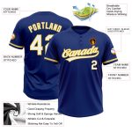 Custom Name and Number Softball Jersey - Personalized Unisex Two-Button Royal White-Yellow Team Gear Personalized Royal White-Yellow