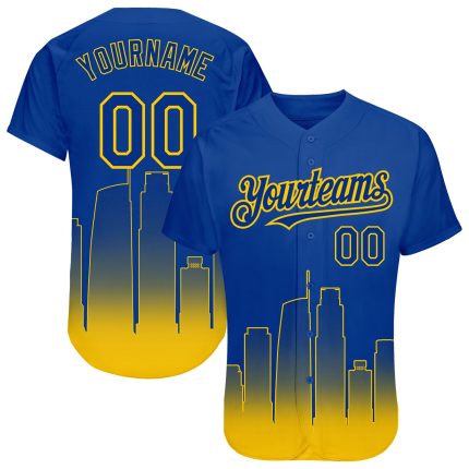 Personalized Los Angeles City Edition Yellow 3D Fade Baseball Jersey with Custom Name and Number - Authentic Fashion Team Gear